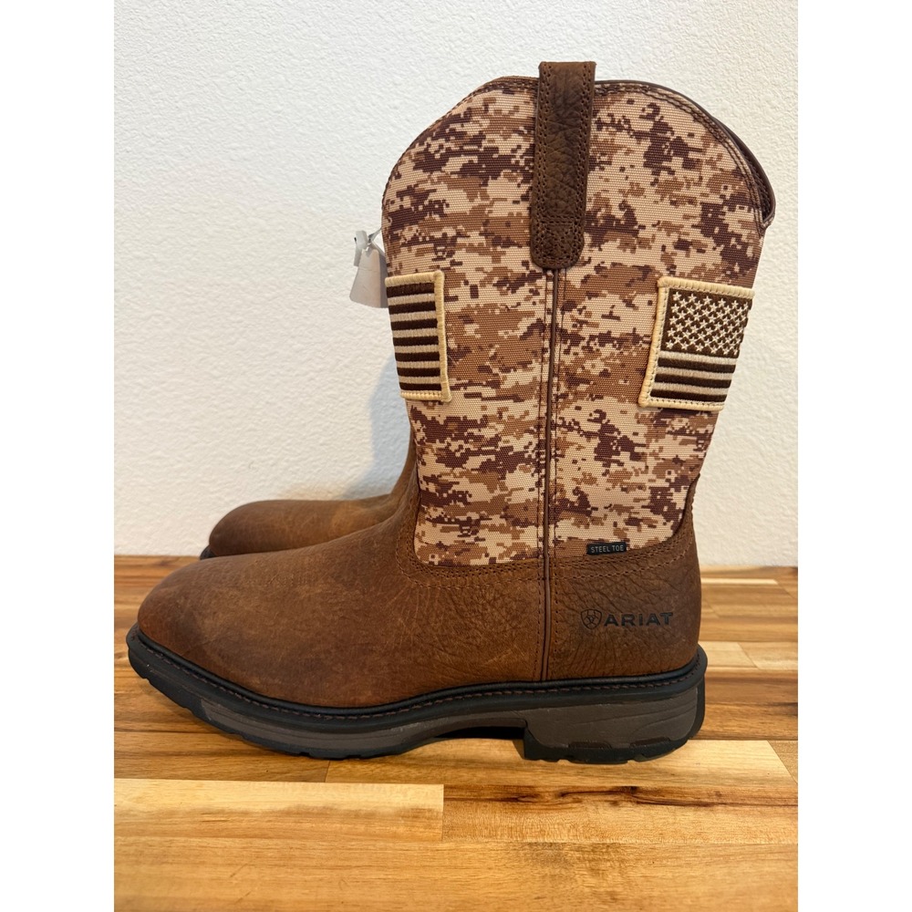 Ariat WorkHog Mens Patriot Steel Toe Camo Western Boots 10022968 Brown Size 14D